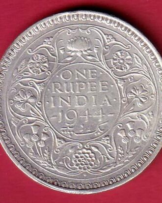 British India 1944 Bombay Mint George VI One Rupee Silver Coin- FC5618