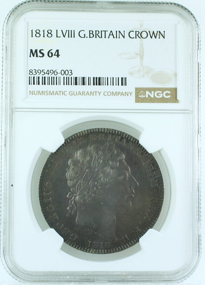 1818 LVIII G. Britain Crown MS64