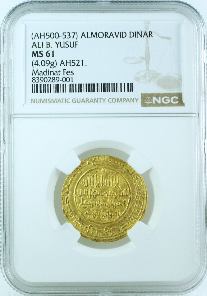 AH500-537 Almoravid Dinar Madinat Fes MS61