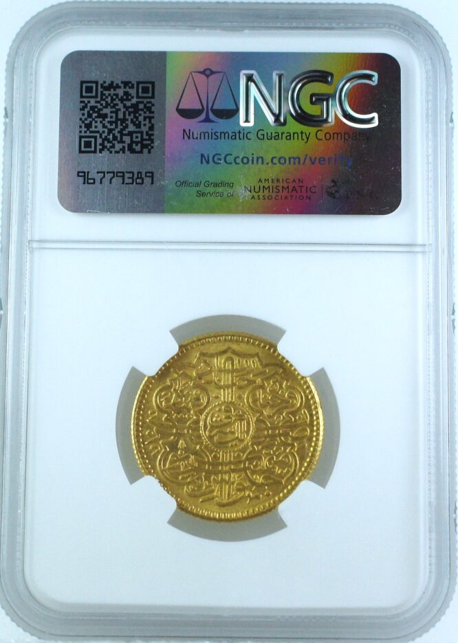 India AH1337//8 Hyderabad Gold Ashrafi NGC MS64 - Image 2