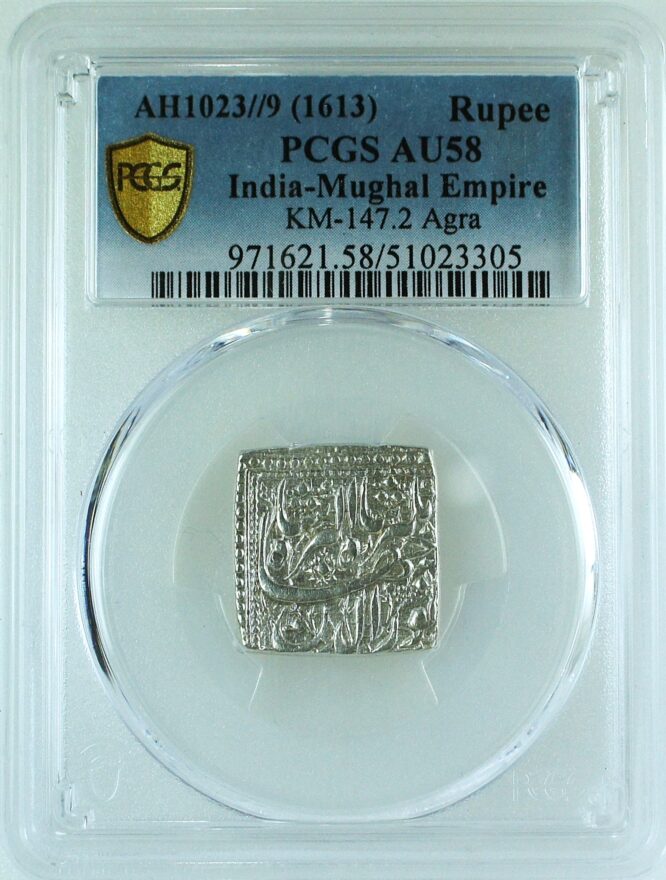 India Mughal Empire AH1023//9 Jahangir Rupee PCGS AU58 - RRR