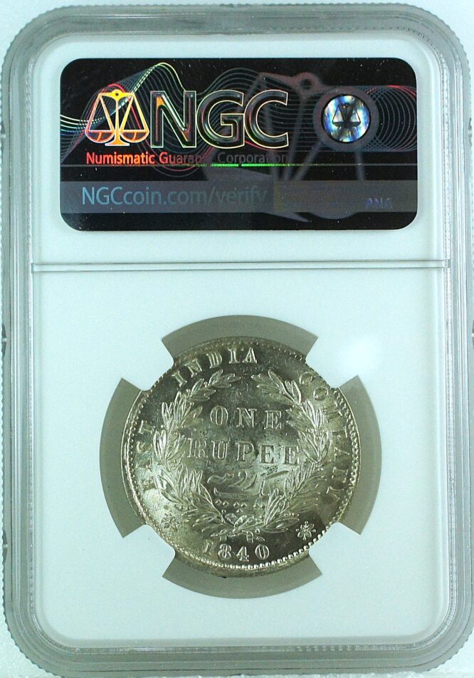 India British 1840 B&C Rupee NGC MS62 - Image 2