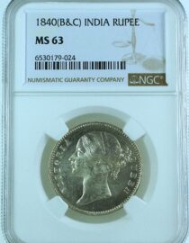 India British 1840 B&C Rupee NGC MS63