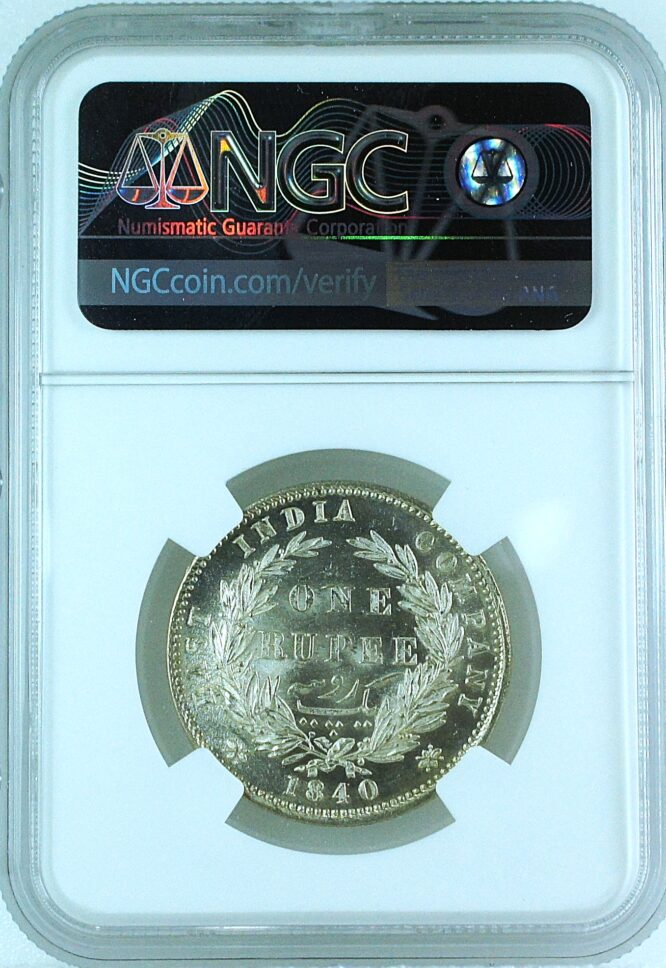 India British 1840 B&C Rupee NGC MS63 - Image 2