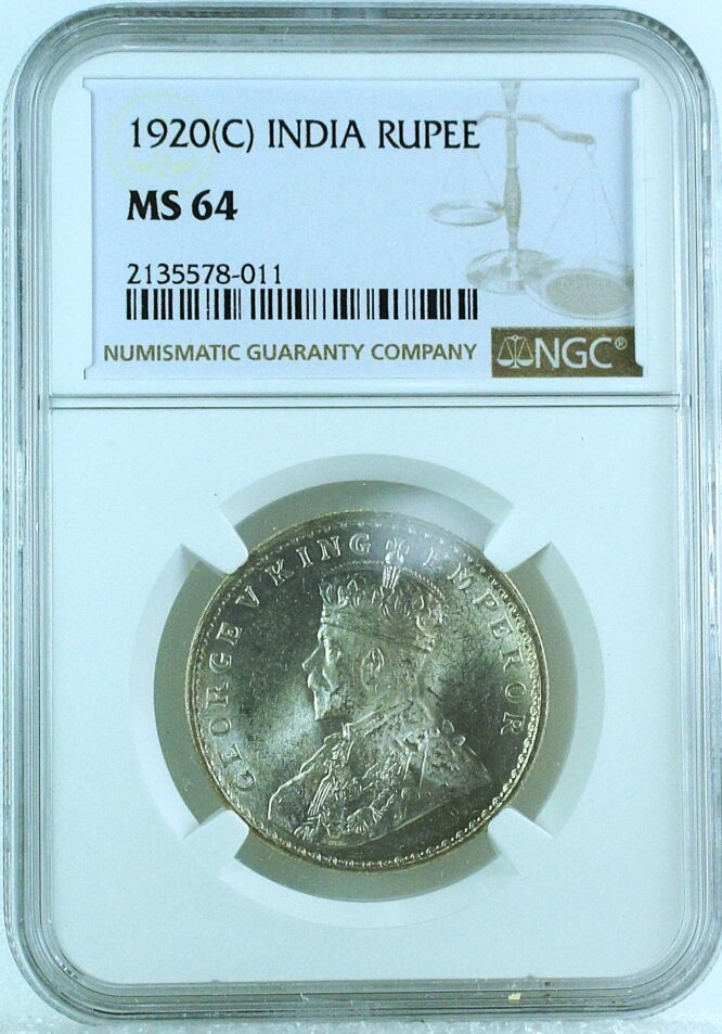India British 1920 C Rupee NGC MS64
