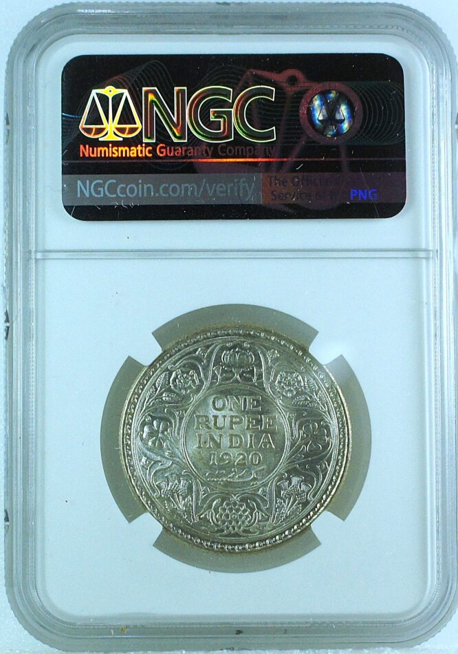 India British 1920 C Rupee NGC MS64 - Image 2