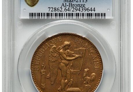 France 1914-A Essai P100 Fr Off Metal in Bronze PCGS SP64 - RRR