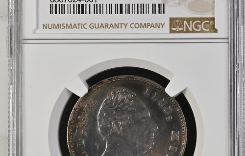 India 1835.(C) 1/4 Rup Restrike NGC PF63