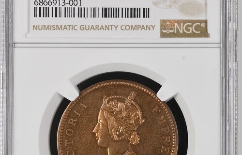 India 1878(C) 1/2 A Restrike NGC PF63RB