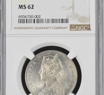 India 1892C Rupee NGC MS62