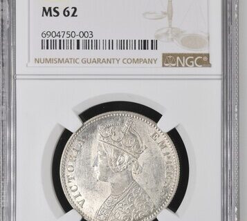 India 1892C Rupee NGC MS62