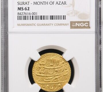 India Mughal Empire 1629 RY2 Shah Jahan I Mohur Surat NGC MS62